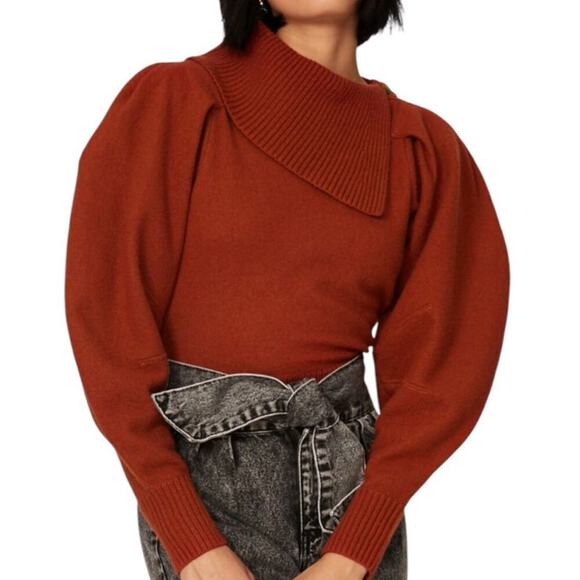 Ulla Johnson Riley Puff Sleeve Sweater In Brick Size Small Merino Wool - Picture 1 of 13